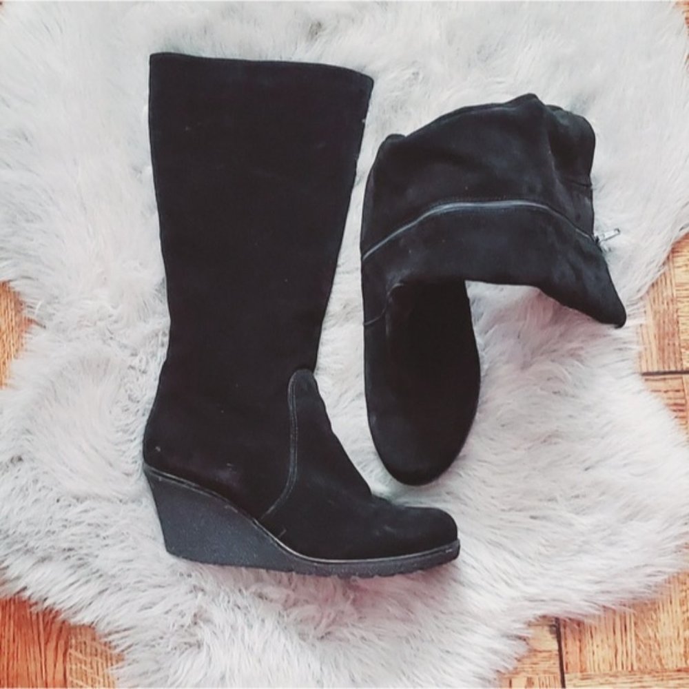 La Canadienne Rare Edition  Waterproof Suede Wedge Boots w Fur Interior-…